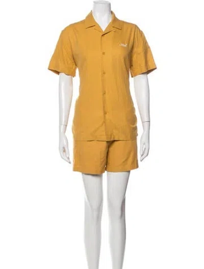 Pre-owned Kith Silk Short Set In Yellow