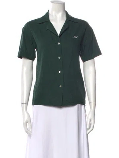 Pre-owned Kith Silk Short Sleeve Button-up Top In Green
