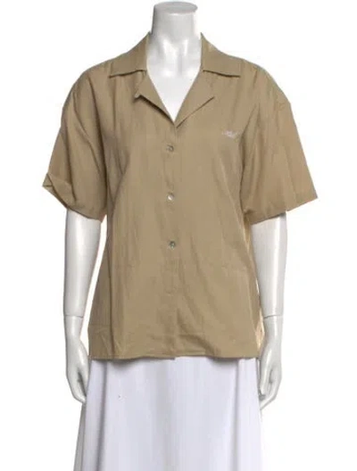 Pre-owned Kith Silk Short Sleeve Button-up Top In Neutral