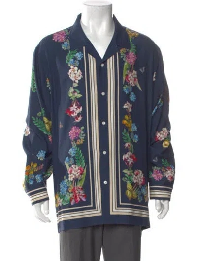 Pre-owned Kith Silk Striped Shirt In Blue