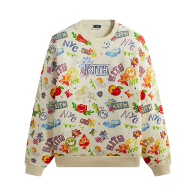 Pre-owned Kith Sketchbook Nelson Crewneck 'sandrift' | Cream | Men's Size L
