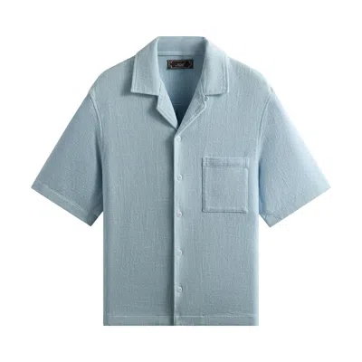 Pre-owned Kith Soft Woven Cropped Beckham Camp Collar Shirt 'light Indigo' | Blue | Men's Size Xl