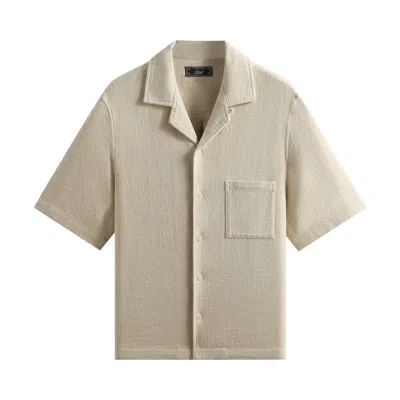Pre-owned Kith Soft Woven Cropped Beckham Camp Collar Shirt 'waffle' | Tan | Men's Size S In Brown