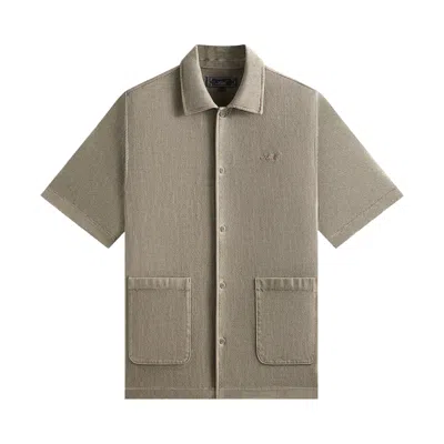 Pre-owned Kith Soft Woven Short-sleeve Boxy Collared Overshirt 'astro' | Tan | Men's Size M In Brown