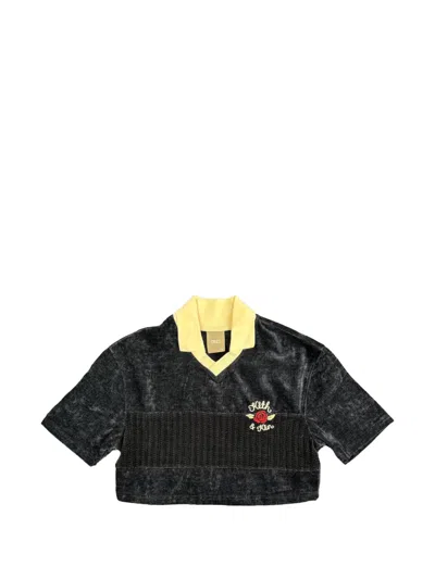 Kith Spencer Bonded Chenille V-neck T-shirt In Black