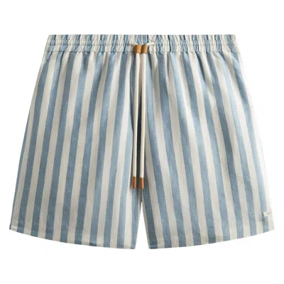 Pre-owned Kith Spun Silk Linen Stripe Kellen Short 'light Indigo' | Blue | Men's Size Xl