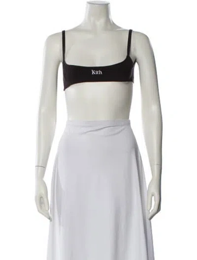 Pre-owned Kith Square Neckline Sleeveless Crop Top In Black