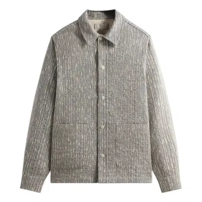 Kith Ss24 Slub Boucle Boxy Collared Overshirt 'ink' In Gray