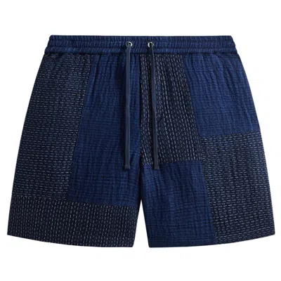 Pre-owned Kith Stitched Patchwork Curtis Short 'mid Indigo' | Blue | Men's Size M