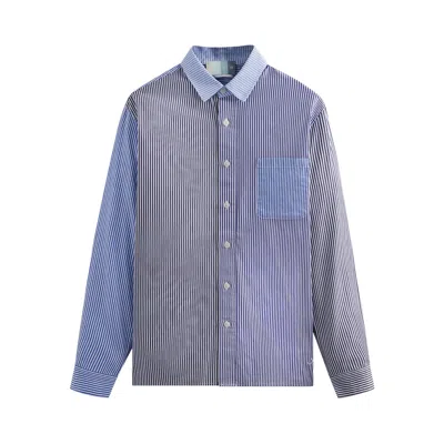 Pre-owned Kith Striped Berkeley Button Down Shirt 'montage' In Blue