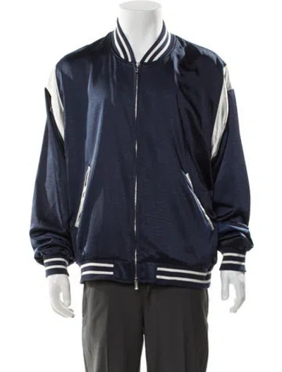 Pre-owned Kith Striped Bomber Jacket In Gray