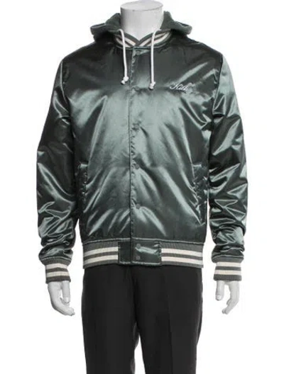 Pre-owned Kith Striped Bomber Jacket In Green