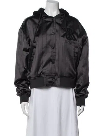 Pre-owned Kith Striped Bomber Jacket W/ Tags In Black