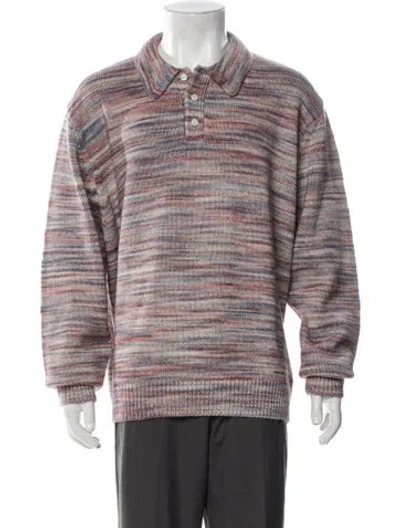 Pre-owned Kith Striped Collar Polo Sweater In Pink