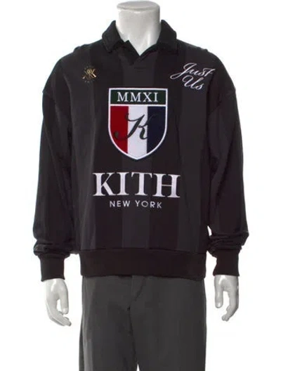 Pre-owned Kith Striped Collar Sweatshirt In Black
