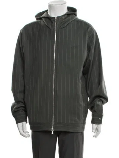 Pre-owned Kith Striped Crew Neck Hoodie In Green