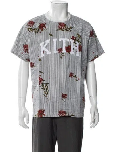 Pre-owned Kith Striped Crew Neck T-shirt In Gray