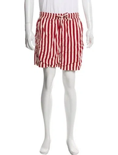 Pre-owned Kith Striped Flat Front Shorts In Red