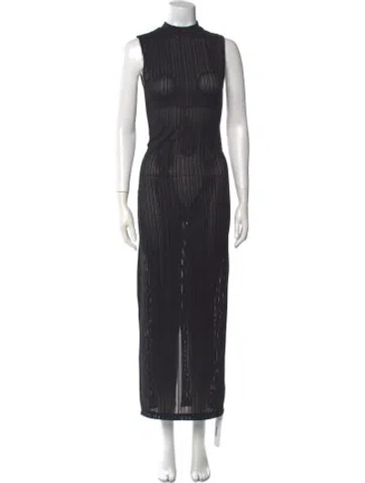Pre-owned Kith Striped Long Dress In Black