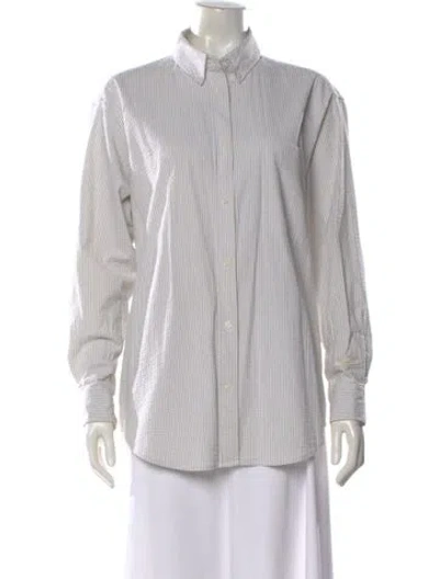 Pre-owned Kith Striped Long Sleeve Button-up Top In Gray