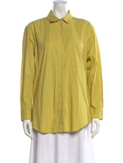 Pre-owned Kith Striped Long Sleeve Button-up Top In Yellow