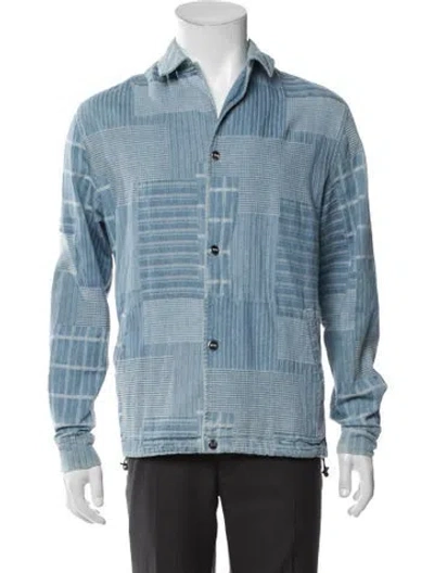 Pre-owned Kith Striped Long Sleeve Denim Shirt In Blue