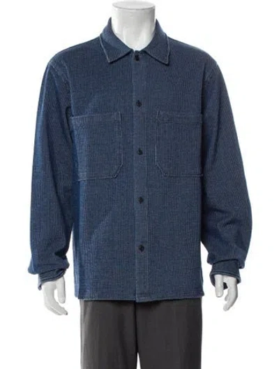 Pre-owned Kith Striped Long Sleeve Denim Shirt In Blue