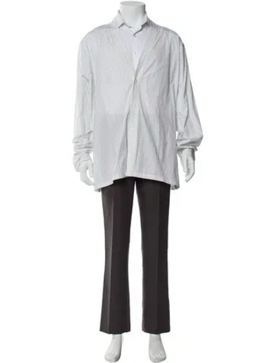 Pre-owned Kith Striped Long Sleeve Dress Shirt W/ Tags In White