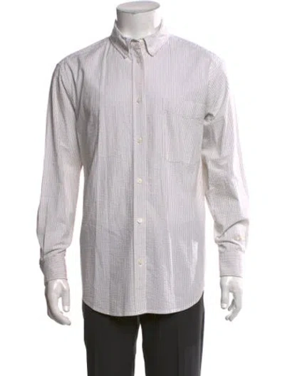Pre-owned Kith Striped Long Sleeve Dress Shirt In White