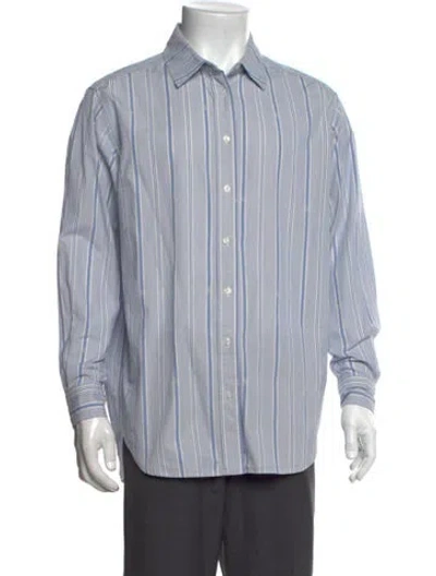 Pre-owned Kith Striped Long Sleeve Shirt In Blue