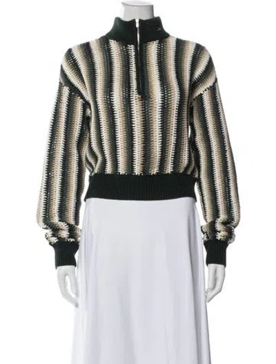 Pre-owned Kith Striped Mock Neck Sweater In Green