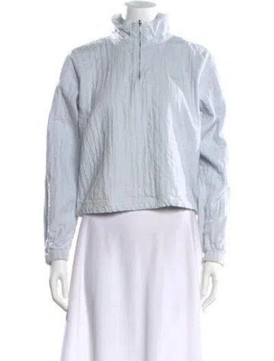 Pre-owned Kith Striped Mock Neck Sweatshirt In Blue