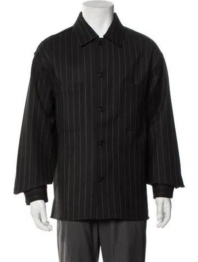 Pre-owned Kith Striped Peacoat W/ Tags In Black