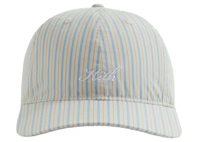 Pre-owned Kith Striped Poplin Cap In Pebble