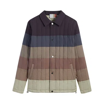 Pre-owned Kith Striped Poplin Carmine Coaches Jacket 'battleship' | Multi-color | Men's Size S