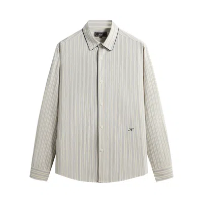 Pre-owned Kith Striped Poplin Georgie Shirt 'sandrift' | Cream | Men's Size L