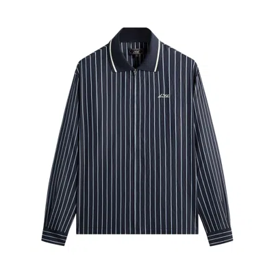 Pre-owned Kith Striped Poplin Long Sleeve Thompson Zip Front Shirt 'blend' | Black | Men's Size S