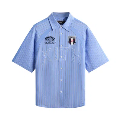 Pre-owned Kith Striped Poplin Shelton Shirt 'bliss' | Blue | Men's Size L