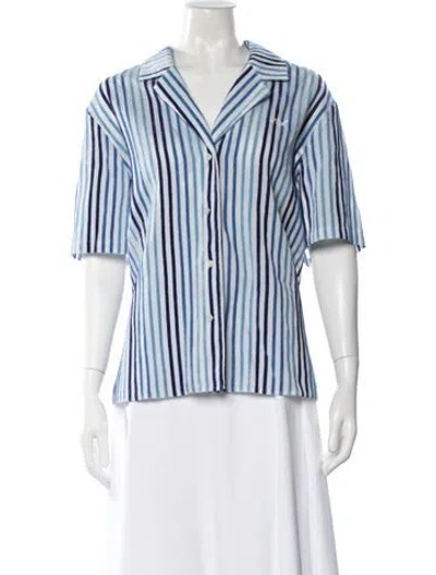 Pre-owned Kith Striped Short Sleeve Button-up Top In Multi