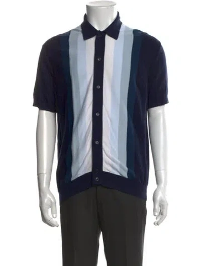 Pre-owned Kith Striped Short Sleeve Shirt In Blue
