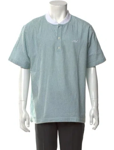 Pre-owned Kith Striped Short Sleeve Shirt In Blue