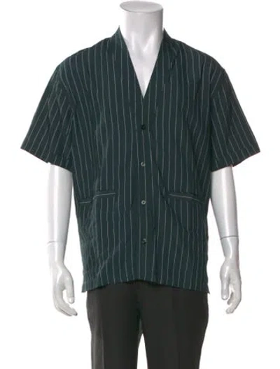 Pre-owned Kith Striped Short Sleeve Shirt In Green