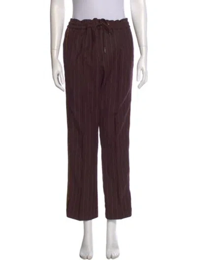 Pre-owned Kith Striped Straight Leg Pants In Brown
