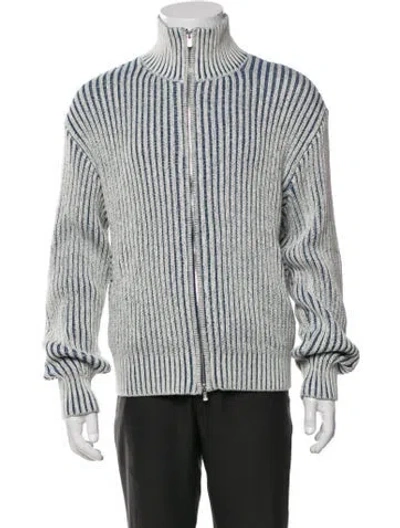 Pre-owned Kith Striped Turtleneck Cardigan In Gray
