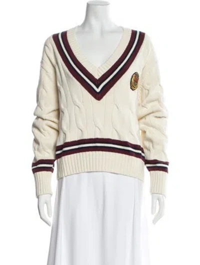 Pre-owned Kith Striped V-neck Sweater In Neutral