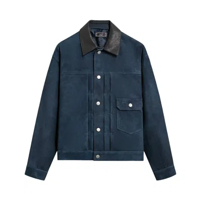 Pre-owned Kith Suede Alonzo Jacket 'blue Heron' | Men's Size Xxl