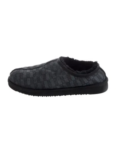 Pre-owned Kith Suede Printed Slippers In Black/blue