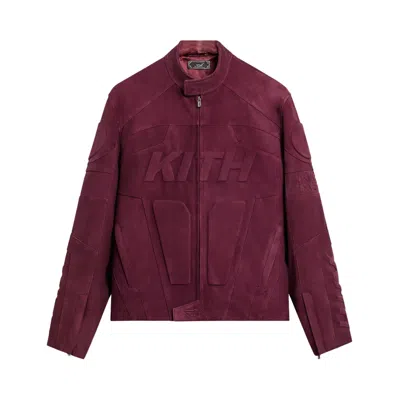 Pre-owned Kith Suede Wayne Moto Jacket 'magma' | Red | Men's Size L