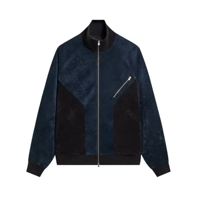 Pre-owned Kith Sueded Velour William Track Jacket 'nocturnal' | Blue | Men's Size Xl
