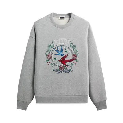 Pre-owned Kith Swallow Emblem Nelson Crewneck 'mid Heather Grey' | Men's Size Xs